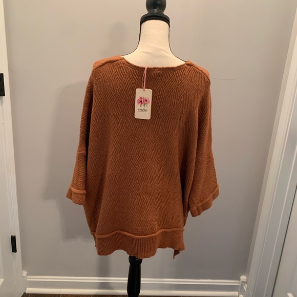 NWT Oversized Cognac Orange Tunic Sweater Sz Large Beautiful Fall/Winter  Color - Picture 3 of 8